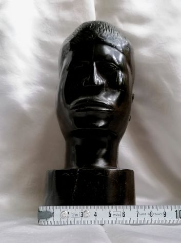 ANTICA TESTA VIRILE IN EBANO, AFRICA ORIGINALE EPOCA ANNI TRENTA. - Foto 10