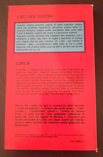 poesie e canzoni, FEDERICO GARCIA LORCA, LATO SIDE EDITORI Maggio 1981. - Foto 5