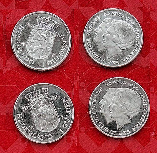 NEDERLAND 1969-1982 lotto di 11 monete da 1 Gulden - Foto 3