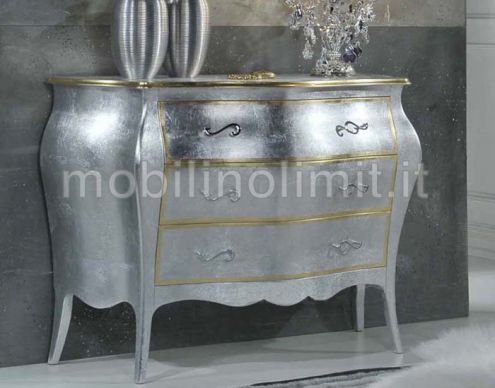 Comò 3 cassetti foglia argento e oro - L. 120 - Nuovo