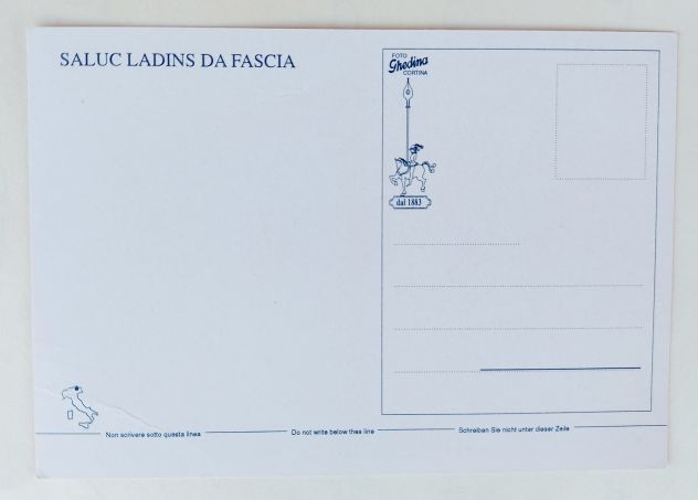 Cartolina non viaggiata Costume tradizionale Ladino e scritta:SALUC LADINS  DA F - Foto 2