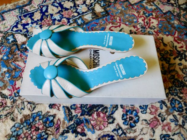 Sandali MOSCHINO Originali in pelle bianco-turchese. Perfetti! - Foto 3