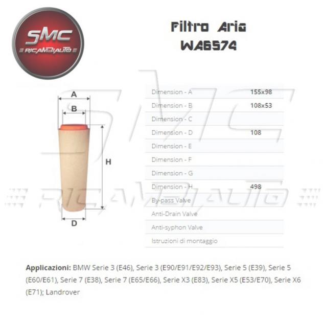 Filtro Olio Wik Wa6574 Per Veicoli Bmw
