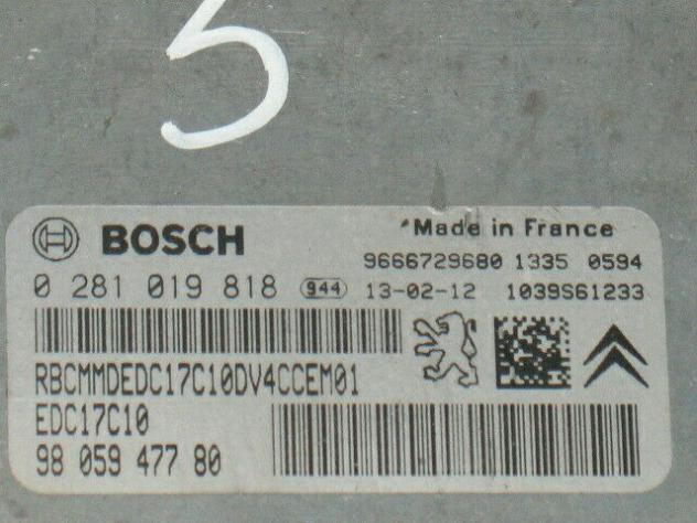 0281019818 ECU CENTRALINA CITROEN C3 0281019818 9805947780 EDC17C10 - Foto 2