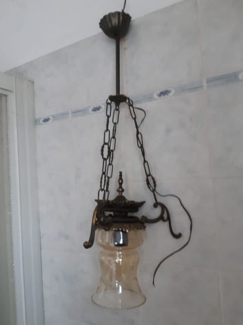 LAMPADARIO IN METALLO E DECORAZIONE MERLETTATA - Foto 5