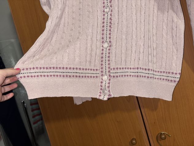 CARDIGAN/MAGLIONE LEGGERO DA DONNA,VINTAGE ANNI ‘80 O ‘90,IN COTONE,ROSA E VIOLA - Foto 3