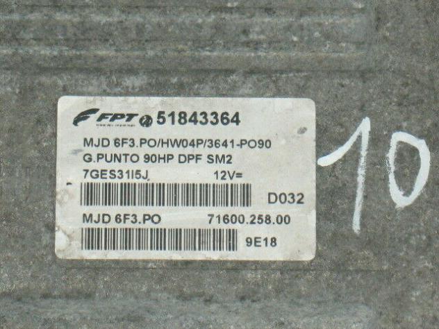 51843364 ECU FIAT GRANDE PUNTO Marelli 51843364 MJD6F3HW04P 3641PO 90HP - Foto 2