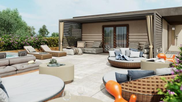 CINQUALE, vendesi in esclusiva di vendita 2 villette indipendenti e affiancate di nuova costruzione (bioedilizia) con giardino, terrazza e solarium: s - Foto 9