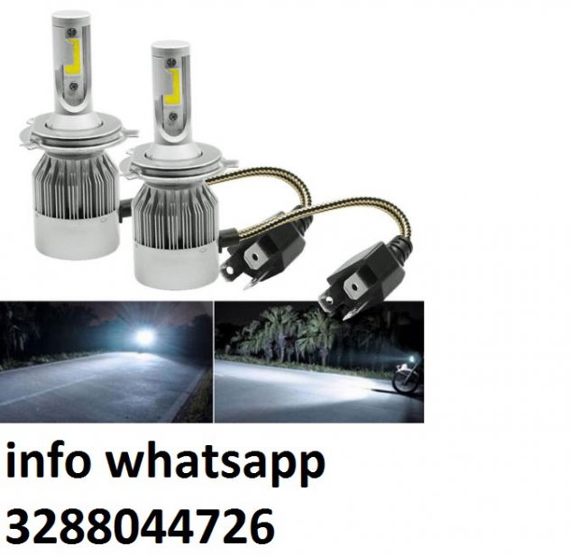 Coppia lampade led da auto h4 moto kit lampadine 36w bianca