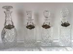 4 Bottiglie cristallo x Liquore-1950 ca-placche in argento Sheffild