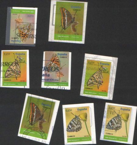 Francobolli Spagna serie "Farfalle" del 2011, serie completa