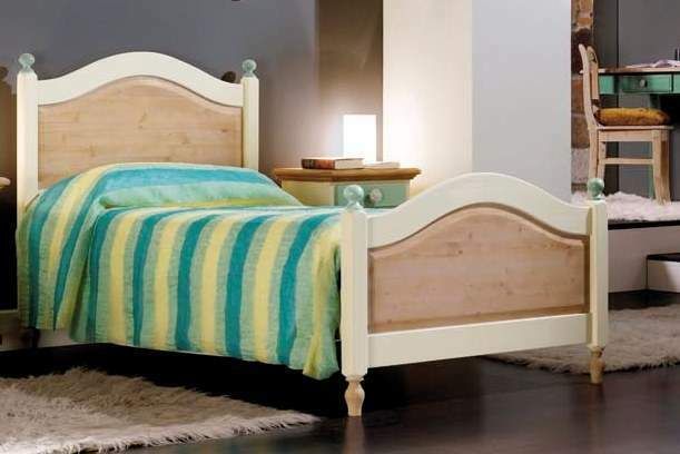 Camere Da Letto In Legno Rustiche: Letto Singolo Profili Verdi