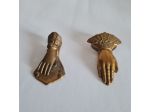 Set n°“2 fermagli da scrivania Vittoriani a forma di mano in ottone ,