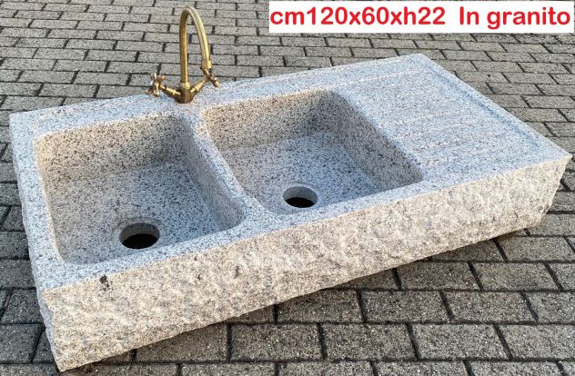 Lavello lavandino in pietra granito con giglio di Firenze 120 cm - Foto 9