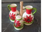 SET OLIO ACETO SALE PEPE IN CERAMICA DIPINTA A MANO