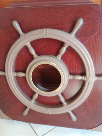 Scultura Antica Nautica Timone Mogano Bronzo - Foto 7