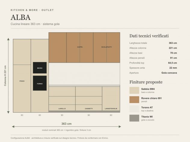 Cucina ALBA 363 cm nuova con elettrodomestici - Foto 3