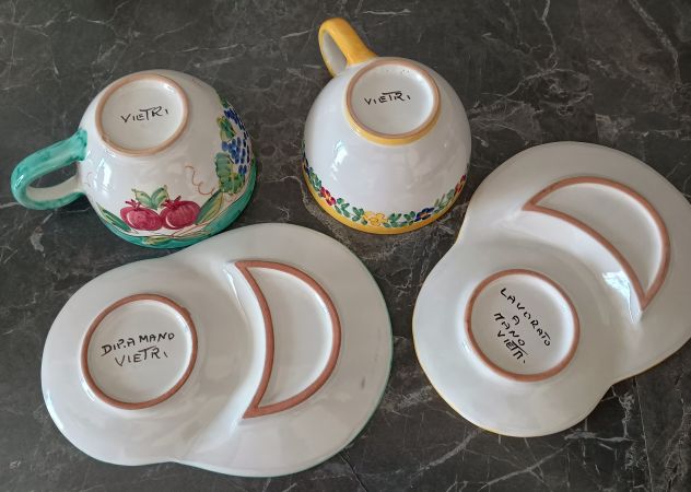 SERVIZIO 6 TAZZE LATTE CON PIATTO PORTA BISCOTTI IN CERAMICA VIETRESE VIETRI - Foto 6