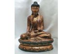 BELLISSIMO ANTICO BUDDHA IN LEGNO LACCATO E DORATO, BIRMANIA, XIX SECOLO.