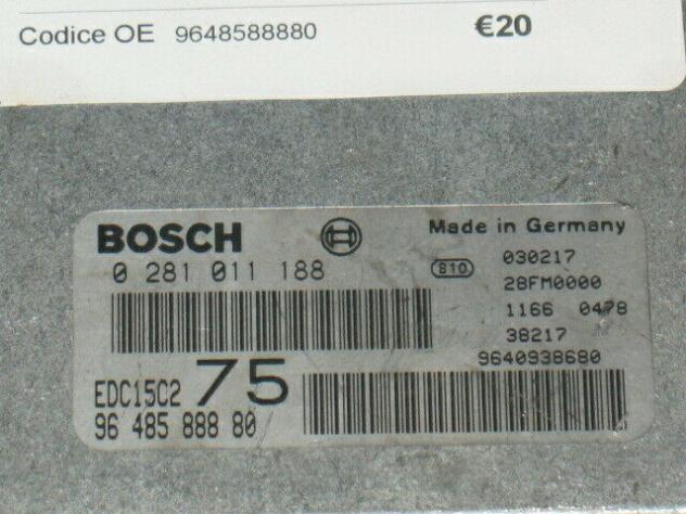 0281011188 ECU CENTRALINA PEUGEOT 0281011188 9640938680 EDC15C2 - Foto 2