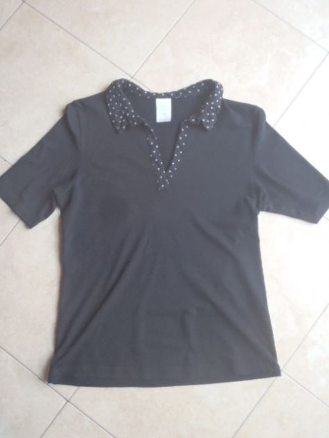 Maglietta con colletto nera donna