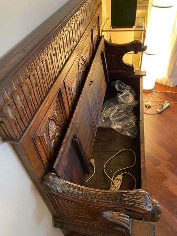 Cassapanca in legno con schienale - Foto 6