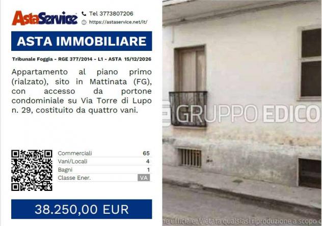 377/2014 1 FG - Tribunale Foggia - RGE 377/2014 - L1 - ASTA 15/12/2026