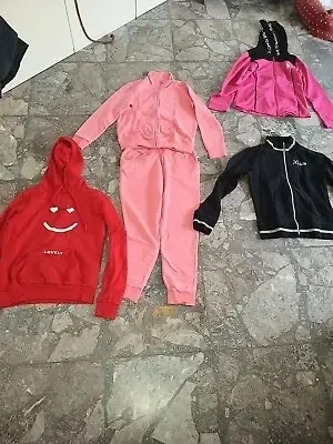 lotto vestiti bambina 10 anni. 1 tuta rosa con stella ricamata 3 felpe In buono - Foto 6