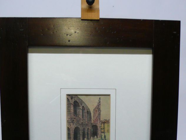 Arena quadro vecchia verona cornice pregiata epoca noce 800' - Foto 4