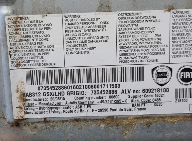 AIRBAG GINOCCHIA FIAT 500 Serie 735452886 (0714) - Foto 8
