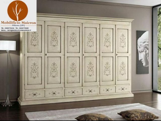 Arredi Rustici in Legno Decorati : Armadio 6 Ante 6 Cassetti Decorato