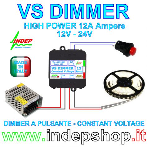 Dimmer Led a pulsante 12A - 12V/24V - Professionale Made in Italy - Foto 2