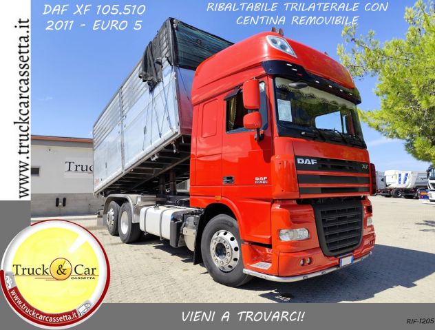 RIF.1205 DAF XF 105.510 – 2011 – 3 ASSI – CASSONE RIBALTABILE TRILATERALE IN ACC