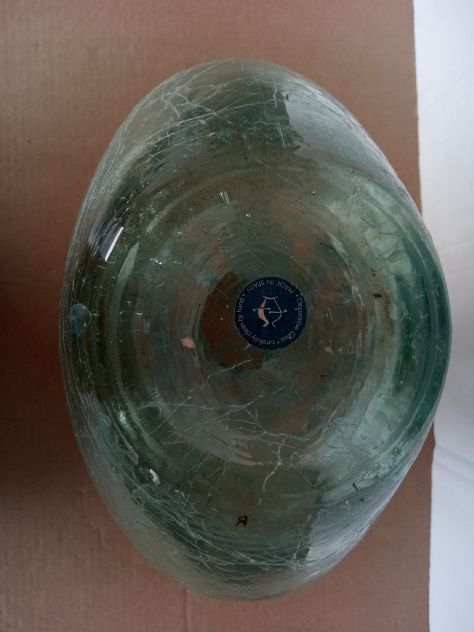 Vaso in Vetro Verde-Azzurro di forma ovoidale 31 x 27 x 12 cm. - Foto 4