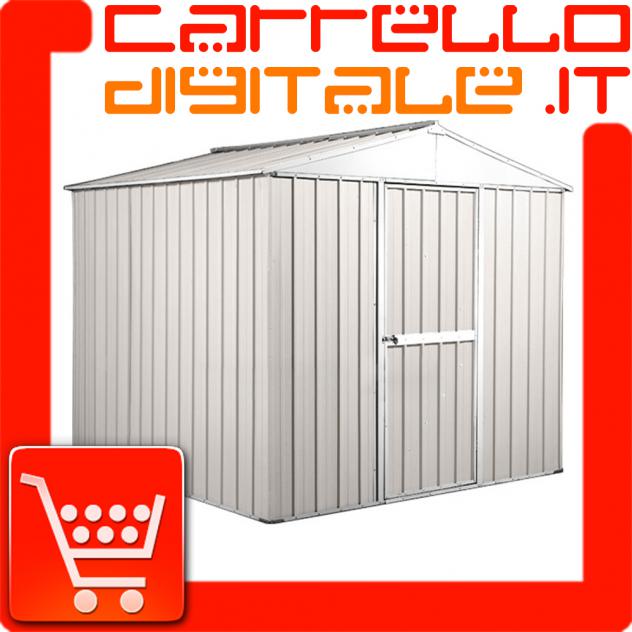 Box in Acciaio Zincato Casetta da Giardino in Lamiera 2.75 x 1.75 m x h2.12 m - 87 KG – 4.81 metri quadri - BIANCO