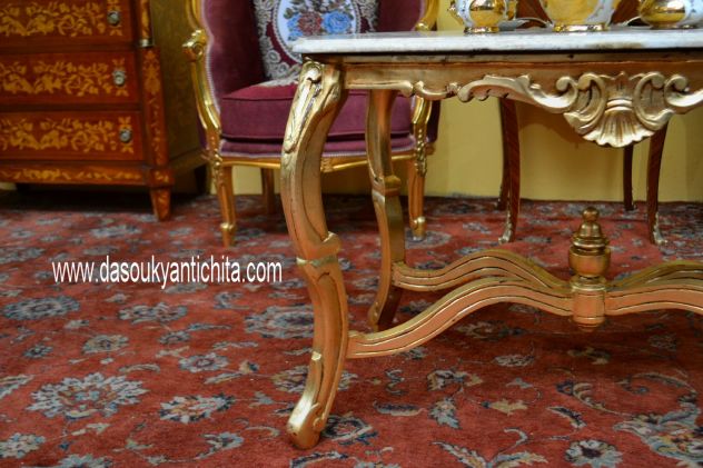 Tavolino da salotto dorato stile Rocaille - Foto 3