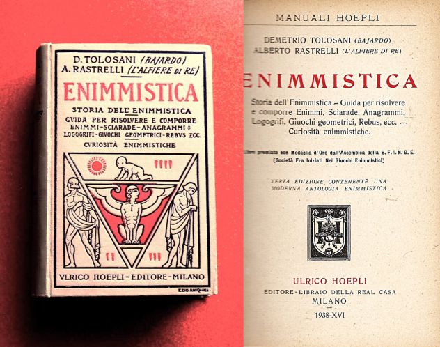 (Rarità) Rastrelli-Tolosani ENIMMISTICA Manuali Hoepli 1938