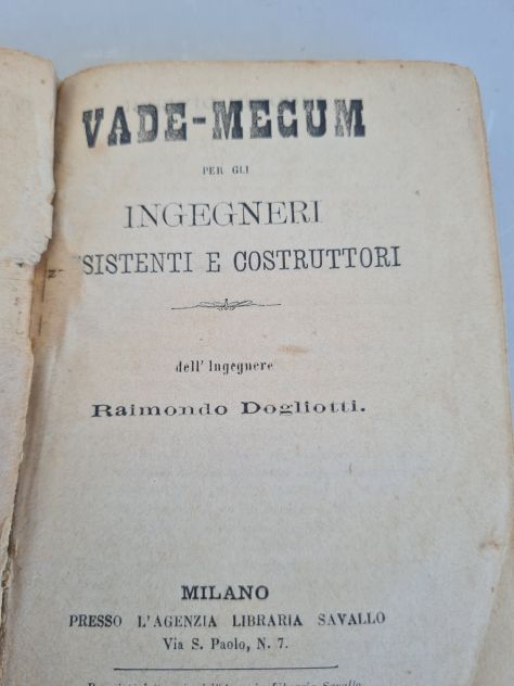 Piccolo volume VADE-MECUM 1870 per Ingegneri – Architetti - Foto 2