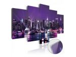 Quadro Con Vetro Acrilico New York In Viola 100x50 O 200x100