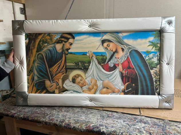 Quadro ecopelle barocco moderno sacra famiglia paesaggio frutta con spedizione - Foto 10