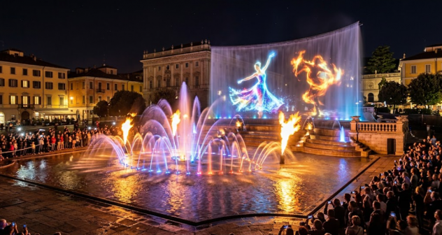 Fontane Danzanti Proiezioni figure Fontane Acqua e Fuoco