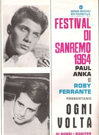 Spartito pianoforte e canto cm. 31x23 : PAUL ANKA : OGNI VOLTA