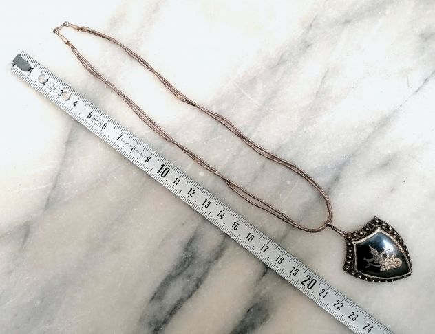 ANTICO PENDENTE IN ARGENTO STERLING FINEMENTE CESELLATO, THAILANDIA 1900. - Foto 8
