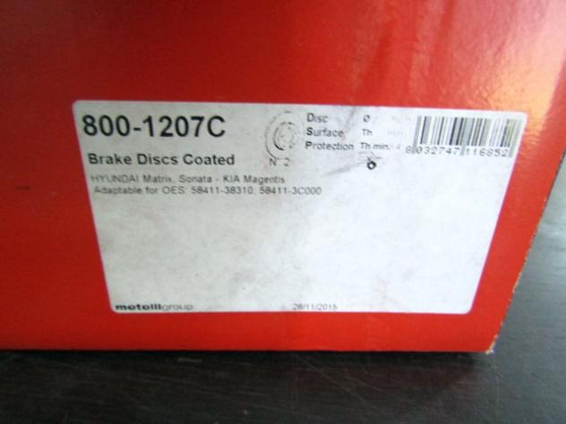 800-1207C COPPIA DISCHI FRENO POSTERIORI HYUNDAI MATRIX 1.5 CRDI 60 KW RICAMBIO NUOVO - Foto 4