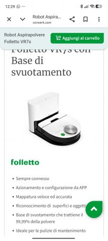Folletto VR7s con Base di svuotamento