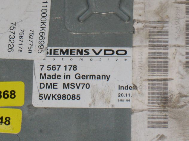 7567178 ECU CENTRALINA MOTORE BMW SIEMENS 7567178 7 567 178 DME MSV70 5WK980085 - Foto 2