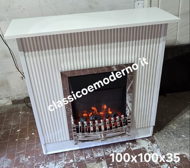 Camino cannettato stufa elettrica calore e finta fiamma con spedizione
