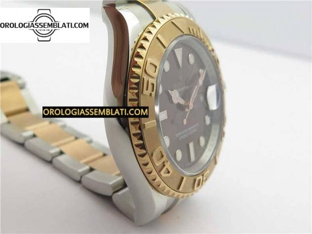 Replica Assemblata YACHT-MASTER 116621 QUADRANTE MARRONE BEST EDITION 1:1 SU BRACCIALE SS/RG SH3135 V2 - Foto 3