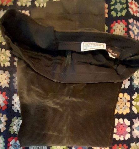 pantaloni in velluto rigato verde scuro  menchetti tg 58 - Foto 3