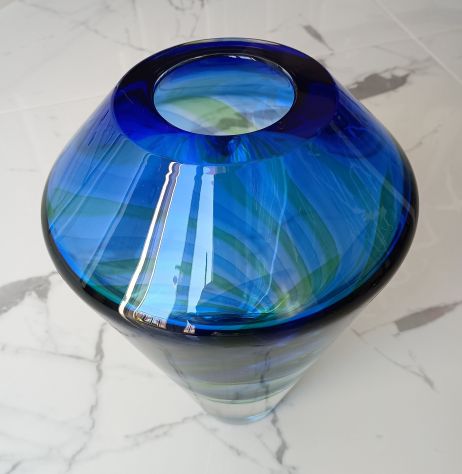 VASO SALVIATI IN VETRO DI MURANO BLU H 33 CM, D 23 CM - Foto 3
